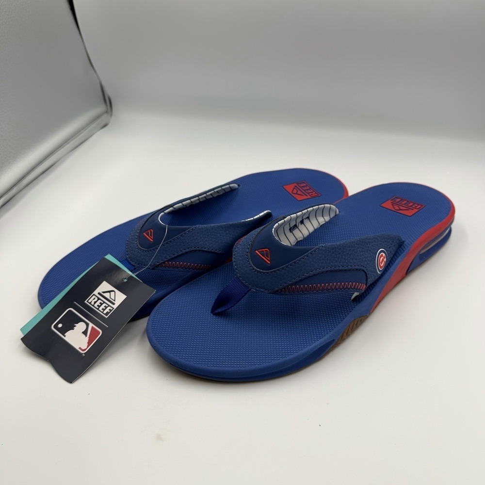 NEW Reef  Fanning X Chicago‎ Cubs Flip Flops W/Bottle Opener Men Size 14 MLB